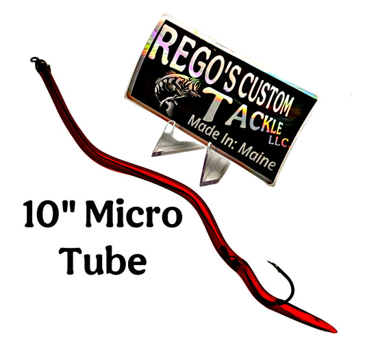 10” Micro Tube. Dark Red Striper Lure